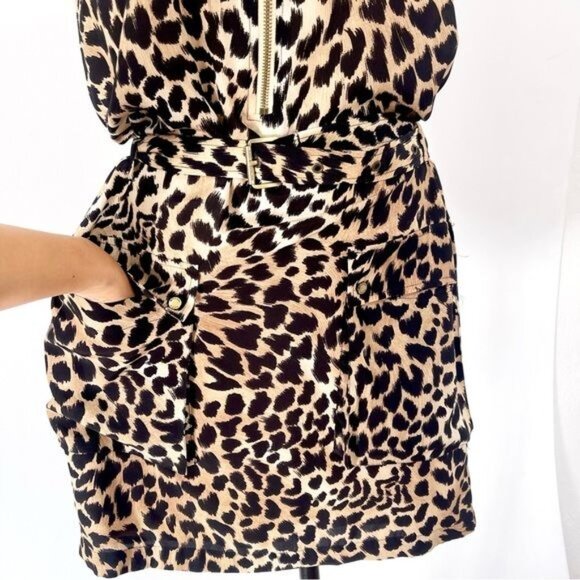 Michael Kors Animal Leopard Print Zip Up Dress with Belt Small - Picture 4 of 10
